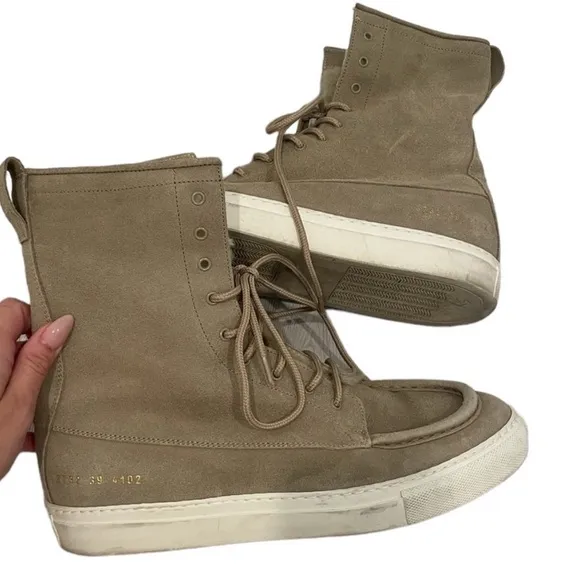 Common Projects Shearling Lace Up Boots
