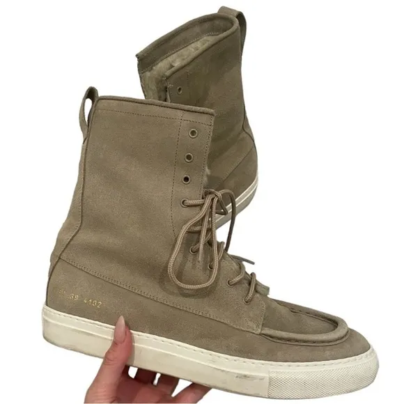 Common Projects Shearling Lace Up Boots