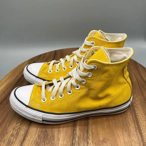 Converse All Star Chuck Taylor Shoes Womens Size 7 Yellow Hi Tops Casual Sneaker