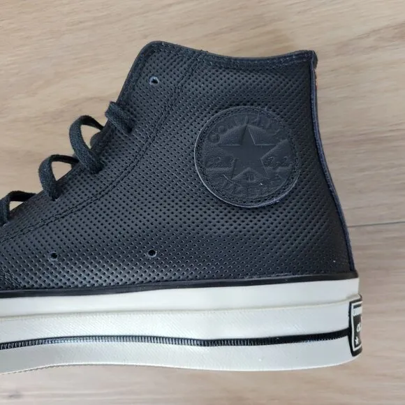 ⭐Converse Chuck 70 Hi Sz 8 Womens Shoes Black Leather Premium Sneakers A08637C⭐
