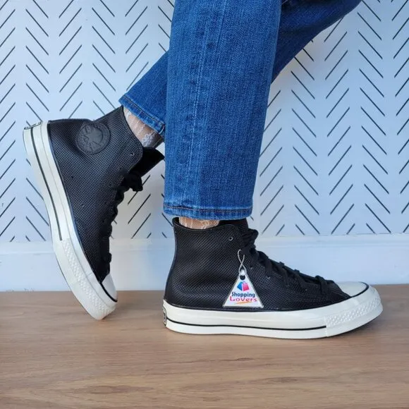 ⭐Converse Chuck 70 Hi Sz 8 Womens Shoes Black Leather Premium Sneakers A08637C⭐