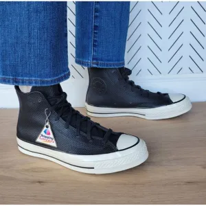 ⭐Converse Chuck 70 Hi Sz 8 Womens Shoes Black Leather Premium Sneakers A08637C⭐