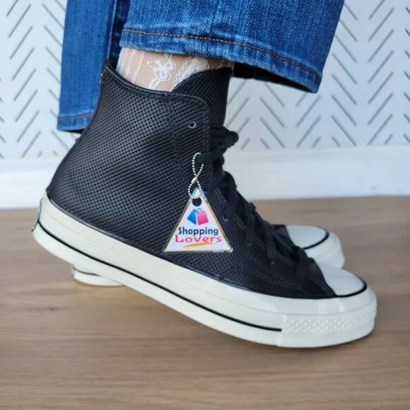 ⭐Converse Chuck 70 Hi Sz 8 Womens Shoes Black Leather Premium Sneakers A08637C⭐