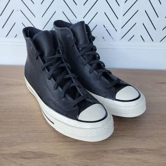 ⭐Converse Chuck 70 Hi Sz 8 Womens Shoes Black Leather Premium Sneakers A08637C⭐