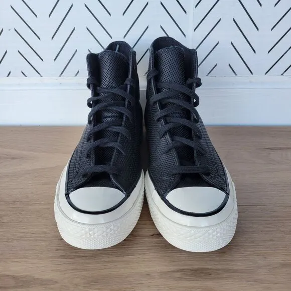 ⭐Converse Chuck 70 Hi Sz 8 Womens Shoes Black Leather Premium Sneakers A08637C⭐