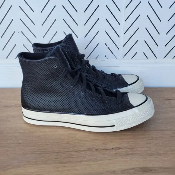 ⭐Converse Chuck 70 Hi Sz 8 Womens Shoes Black Leather Premium Sneakers A08637C⭐