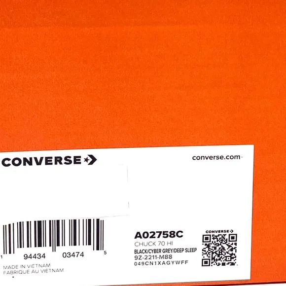 Converse Chuck 70 High Women's Casual Shoes Black Gray Canvas Sneakers A02758C