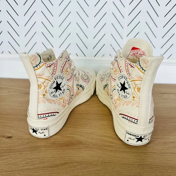 ⭐Converse Chuck 70 Plus Hi 7.5 Men's Shoes Beige Floral Paisley Sneakers A08172C