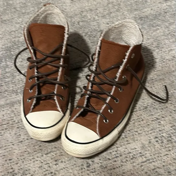 Converse Chuck Taylor All Star HI Cinnamon Egret Sherpa Lined Shoes