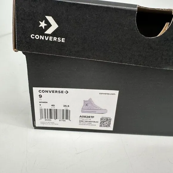 Converse Chuck Taylor All Star Lift Hi Canvas Shoes Women 9 Barely Gray High Top