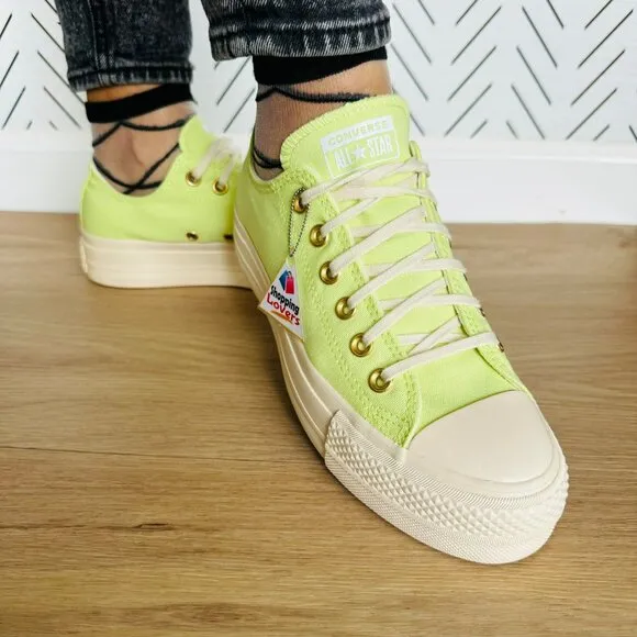 ⭐Converse Chuck Taylor All Star Lift Platform Low 8.5 Womens Shoes Green A09913F