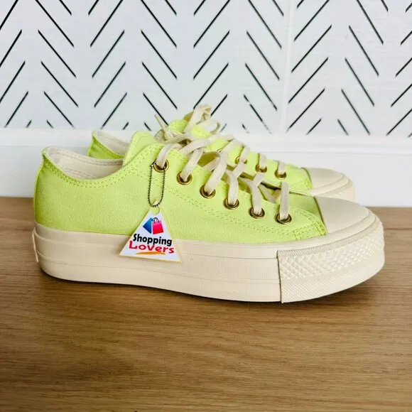 ⭐Converse Chuck Taylor All Star Lift Platform Low 8.5 Womens Shoes Green A09913F