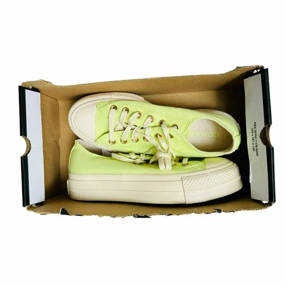 ⭐Converse Chuck Taylor All Star Lift Platform Low 8.5 Womens Shoes Green A09913F