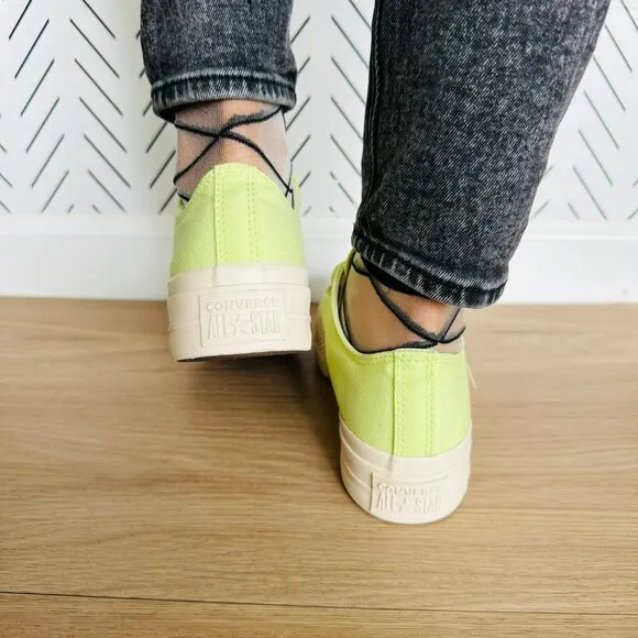 ⭐Converse Chuck Taylor All Star Lift Platform Low 8.5 Womens Shoes Green A09913F