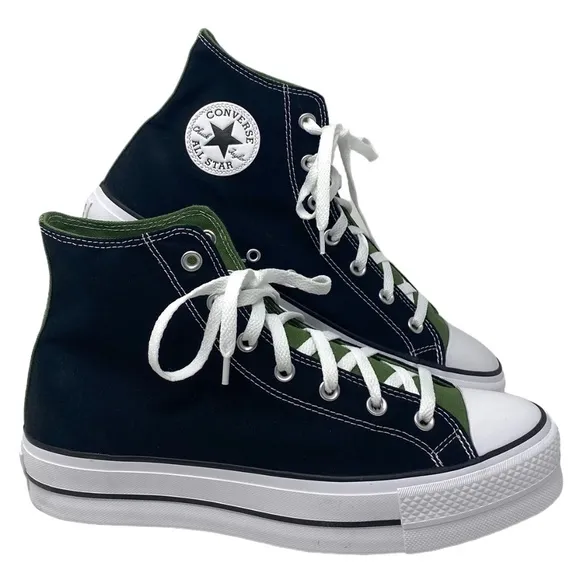 Converse Ctas Lift Platform Shoes Men's Casual Black Canvas Custom 171209C-WBGW