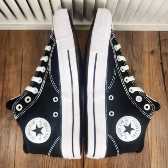 Converse CTAS Malden Street Mid Mens 9.5 Black White Canvas Skate Sneaker Shoes