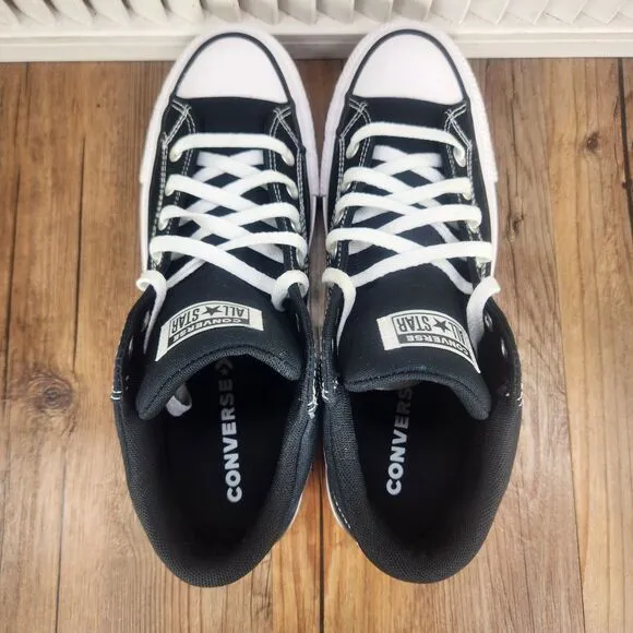Converse CTAS Malden Street Mid Mens 9.5 Black White Canvas Skate Sneaker Shoes