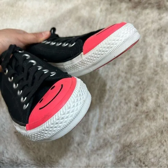 Converse CTAS OX Happy Smiley Face Black Racer Pink Sneakers Shoes M 9.5 W 11.5
