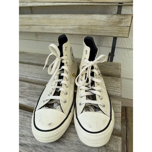 Converse Dancing Snoopy Off-White High Top Sneakers Size 8 Men/Size 10 Women