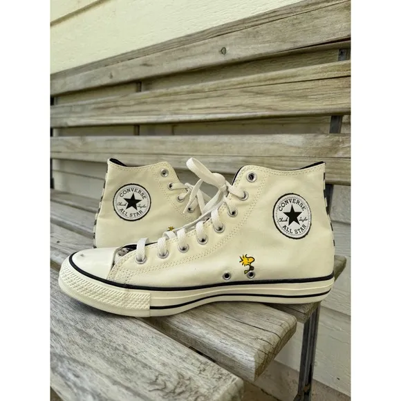 Converse Dancing Snoopy Off-White High Top Sneakers Size 8 Men/Size 10 Women