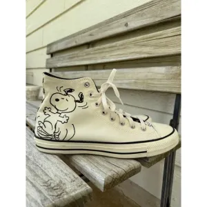 Converse Dancing Snoopy Off-White High Top Sneakers Size 8 Men/Size 10 Women