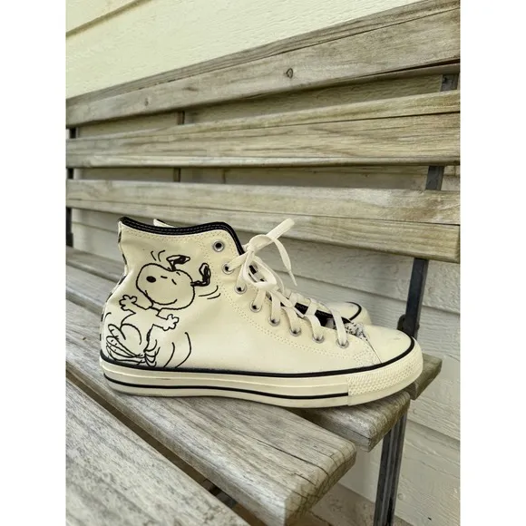 Converse Dancing Snoopy Off-White High Top Sneakers Size 8 Men/Size 10 Women