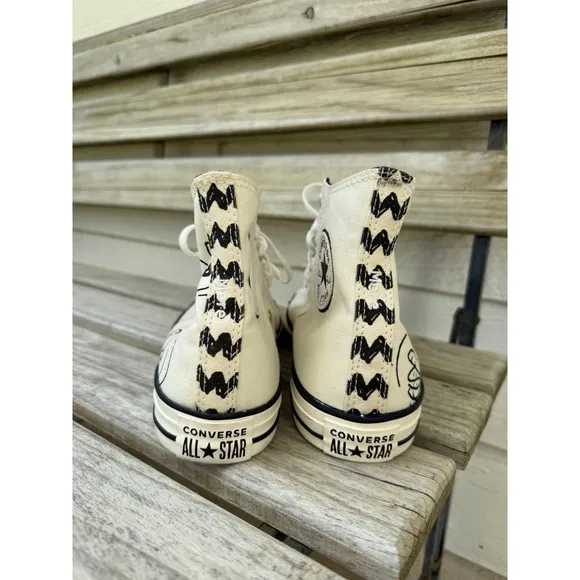 Converse Dancing Snoopy Off-White High Top Sneakers Size 8 Men/Size 10 Women