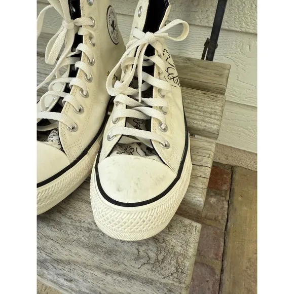 Converse Dancing Snoopy Off-White High Top Sneakers Size 8 Men/Size 10 Women