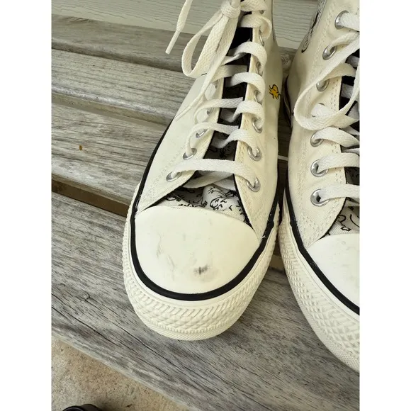 Converse Dancing Snoopy Off-White High Top Sneakers Size 8 Men/Size 10 Women