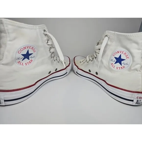 Converse High Tops-Retro Chuck Taylor All Star-White Canvas-Mens 6.5