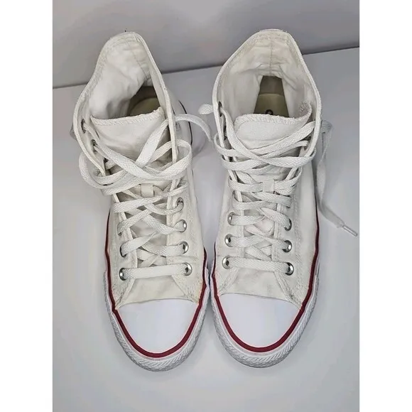 Converse High Tops-Retro Chuck Taylor All Star-White Canvas-Mens 6.5