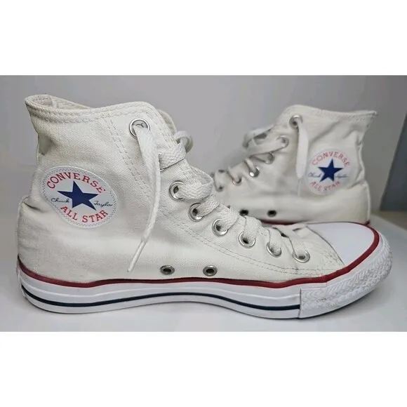 Converse High Tops-Retro Chuck Taylor All Star-White Canvas-Mens 6.5