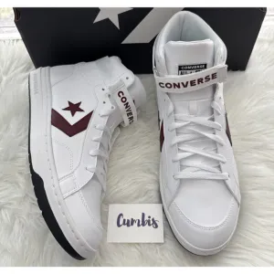 Converse Men's Pro Blaze V2 Mid Size 13 White Red Leather Athletic Casual Shoes