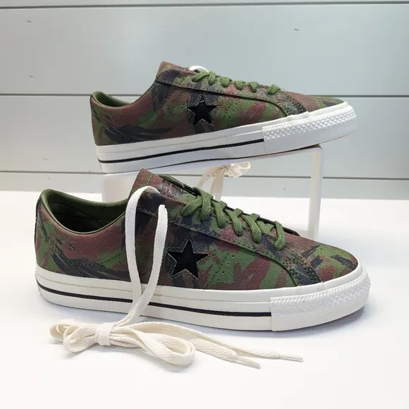 Converse One Star Pro OX Cypress Green Black Egret Camo Canvas Shoes Women's 11
