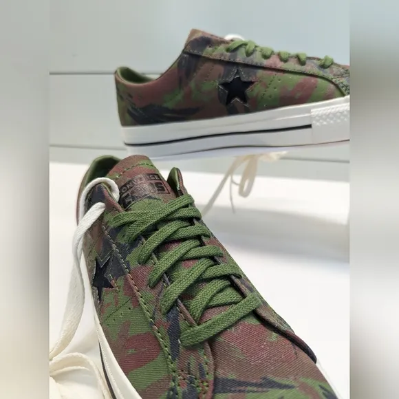 Converse One Star Pro OX Cypress Green Black Egret Camo Canvas Shoes Women's 11