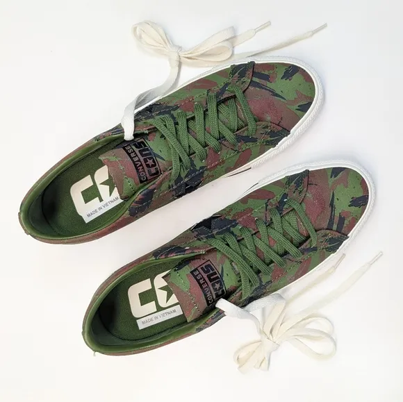 Converse One Star Pro OX Cypress Green Black Egret Camo Canvas Shoes Women's 11