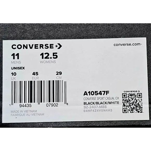 Converse Sport Casual OX Black Men's Shoes Size 11