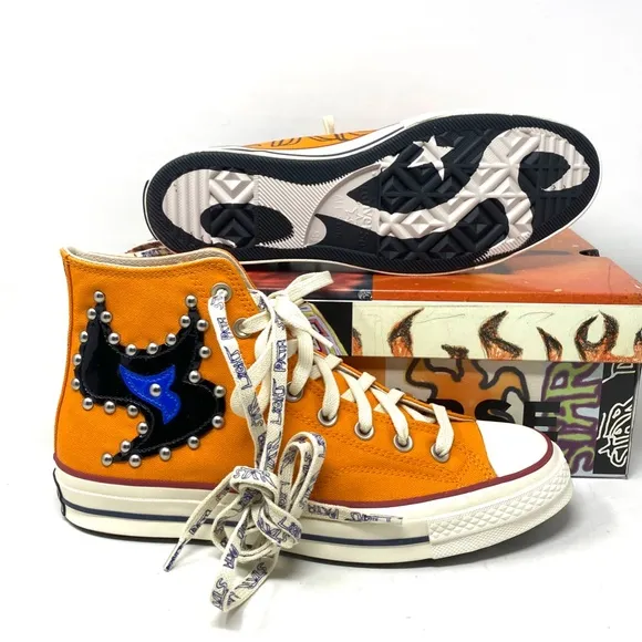 Converse x Come Tees Chuck 70 Shoes Orange Canvas Women Sneakers High A01762C