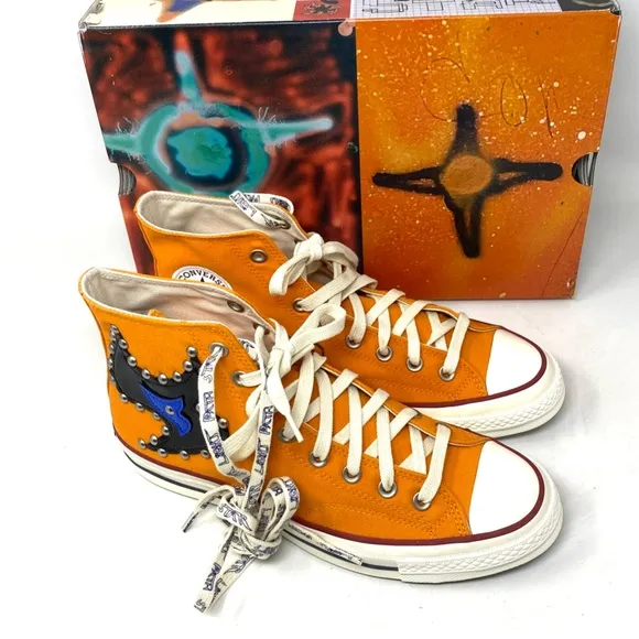 Converse x Come Tees Chuck 70 Shoes Orange Canvas Women Sneakers High A01762C