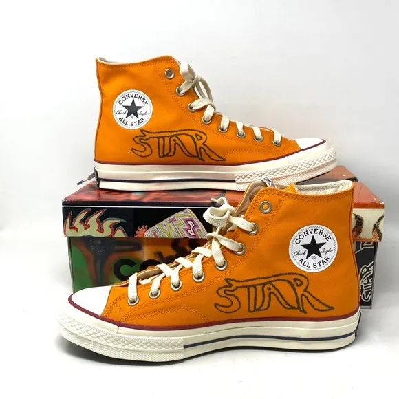 Converse x Come Tees Chuck 70 Shoes Orange Canvas Women Sneakers High A01762C