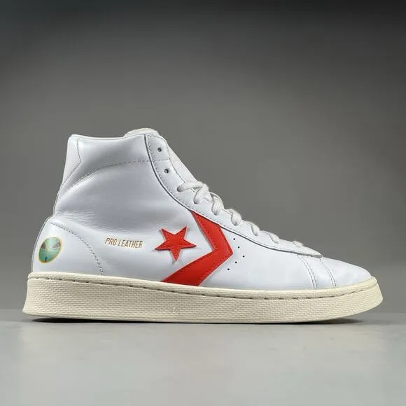 Converse x Roswell Rayguns Men’s Size 10 Pro Leather HI White Orange Sneaker EUC