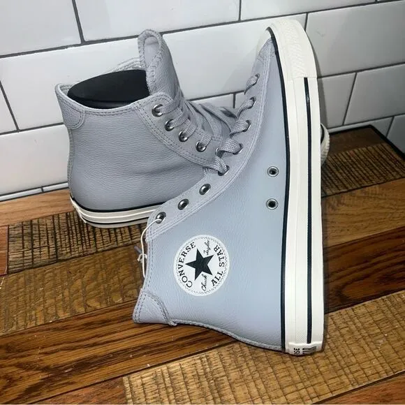 CONVERSE Chuck Taylor All Star Wide Gray Leather &amp; Suede Men's Shoes Limited Ed