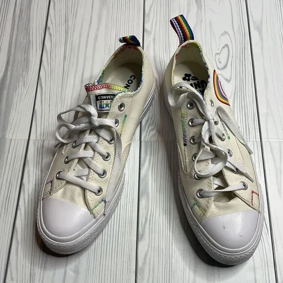 Converse Ctas Lift Ox Egret/University Red Platform Rainbow Pride