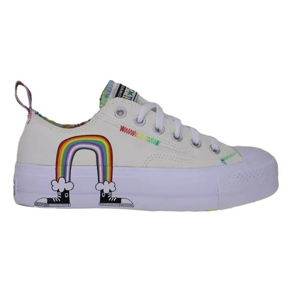 Converse Ctas Lift Ox Egret/University Red Platform Rainbow Pride
