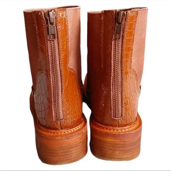 COPY - Free People Santa Fe Arlo Chelsea Boots Croc Embossed Leather Boots Croc…