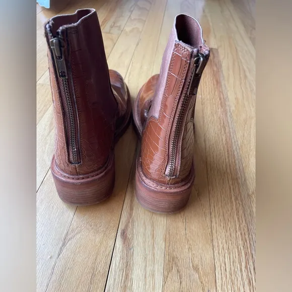 COPY - Free People Santa Fe Arlo Chelsea Boots Croc Embossed Leather Boots Croc…