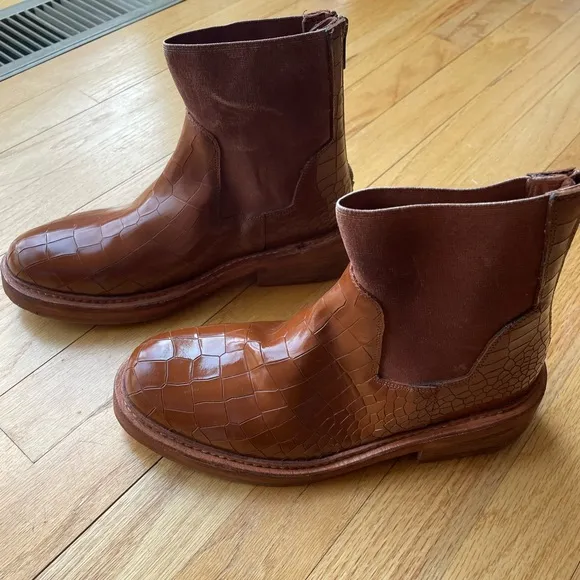 COPY - Free People Santa Fe Arlo Chelsea Boots Croc Embossed Leather Boots Croc…