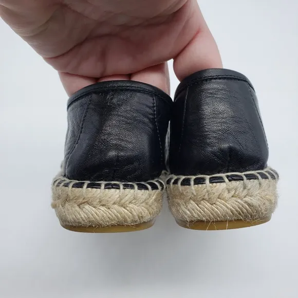 CosmoParis black leather gold studded espadrille shoes Women EU 38 Made in Spain