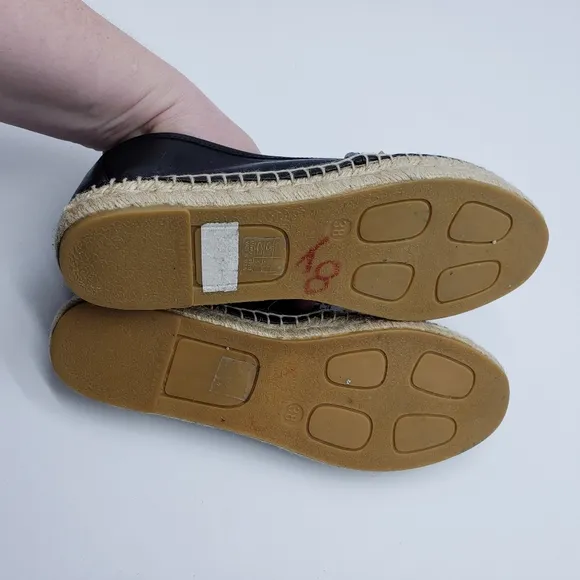 CosmoParis black leather gold studded espadrille shoes Women EU 38 Made in Spain