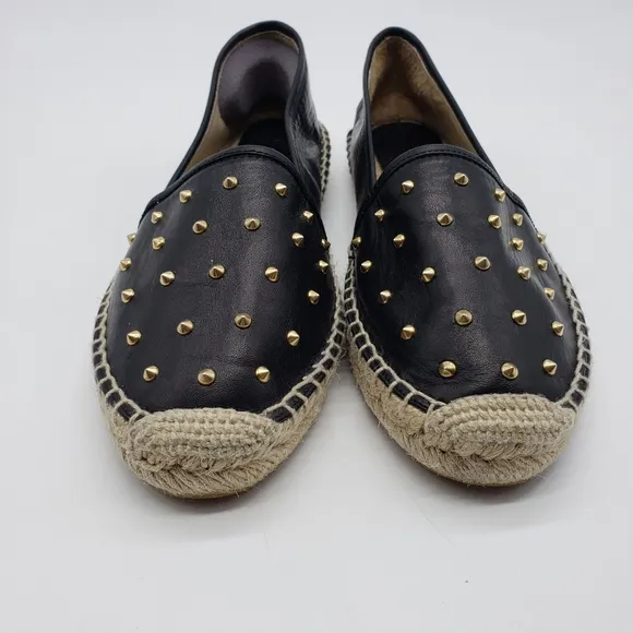 CosmoParis black leather gold studded espadrille shoes Women EU 38 Made in Spain